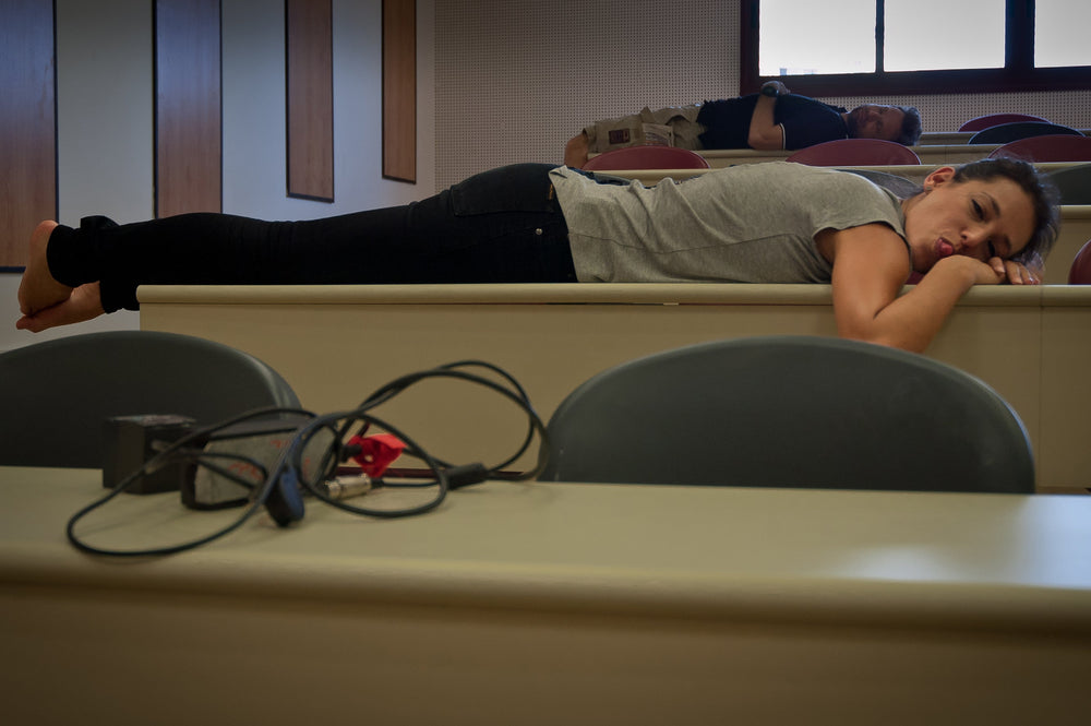 Students working on a short-film set during production.