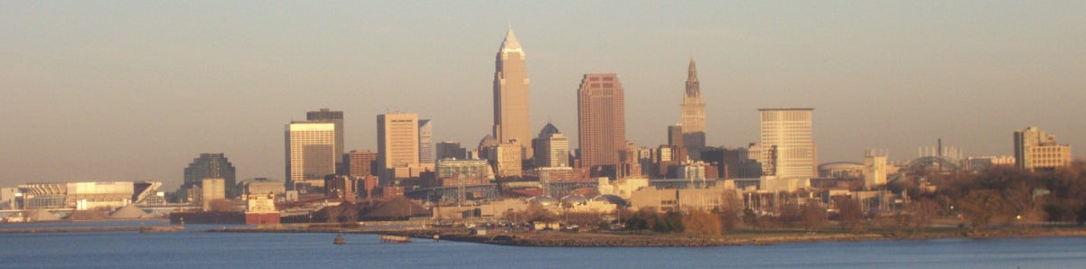 Cleveland skyline across the waterfront